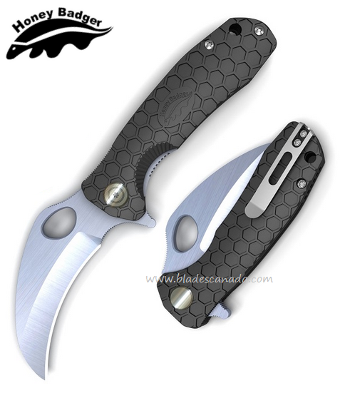 Honey Badger Medium Claw Flipper Folding Knife, FRN Black, HB1121